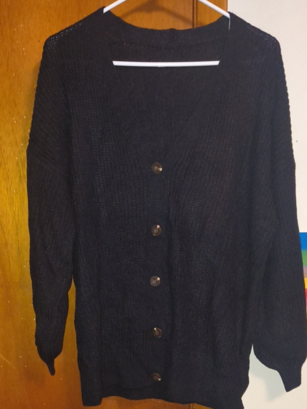 Cupshe Black Button-Front Knit Cardigan